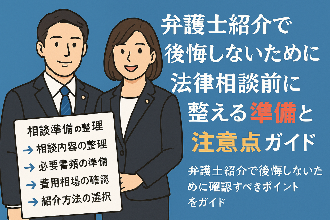 弁護士紹介で後悔しないために！法律相談前に整える準備と注意点ガイド